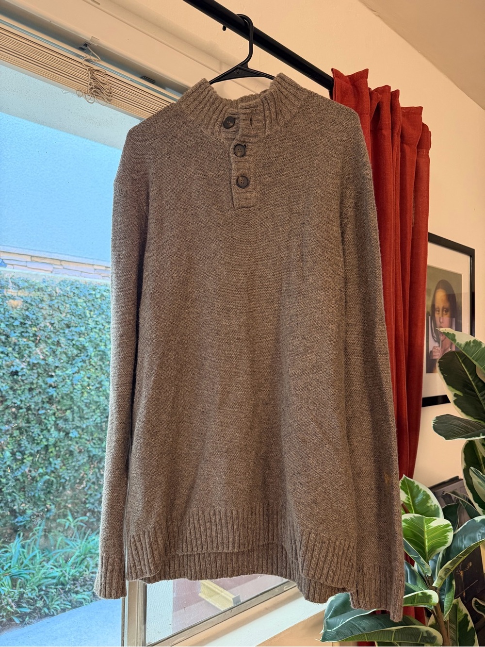 Marine Layer Button-Neck Wool Blend Sweater